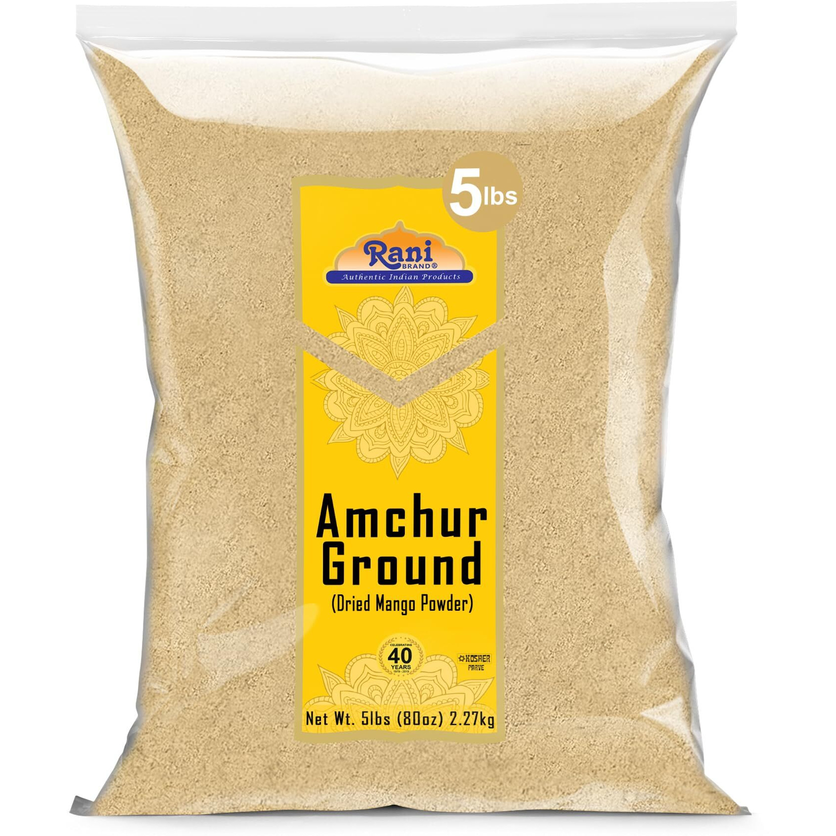 Rani Amchur (Mango) Ground Powder Spice 80Oz (5Lbs) 2.27Kg Bulk ~ All Natural, Indian Origin | No Color | Gluten Friendly | Vegan | Non-Gmo | No Salt Or Fillers