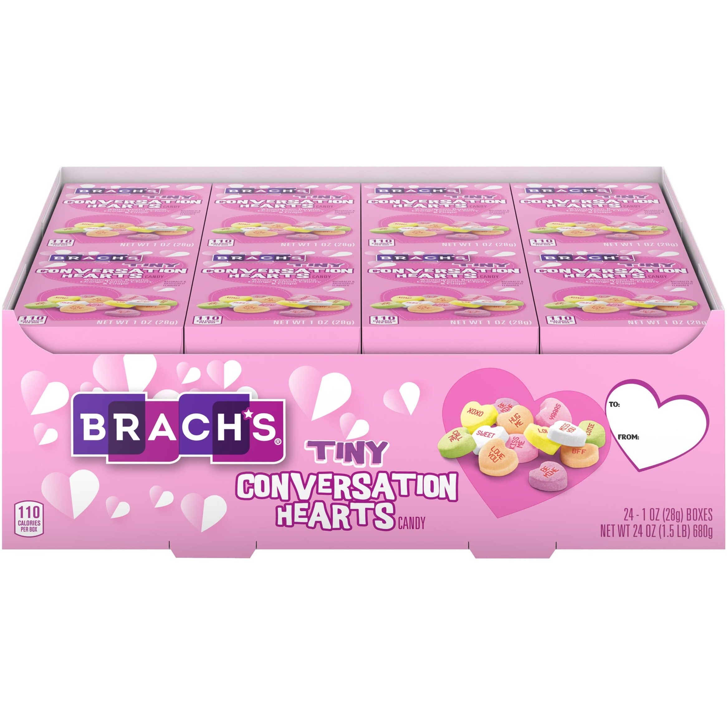 Brach's Valentine's Day Tiny Conversation Hearts, Friendship Exchange, 1 Oz Boxes, 24 Ct