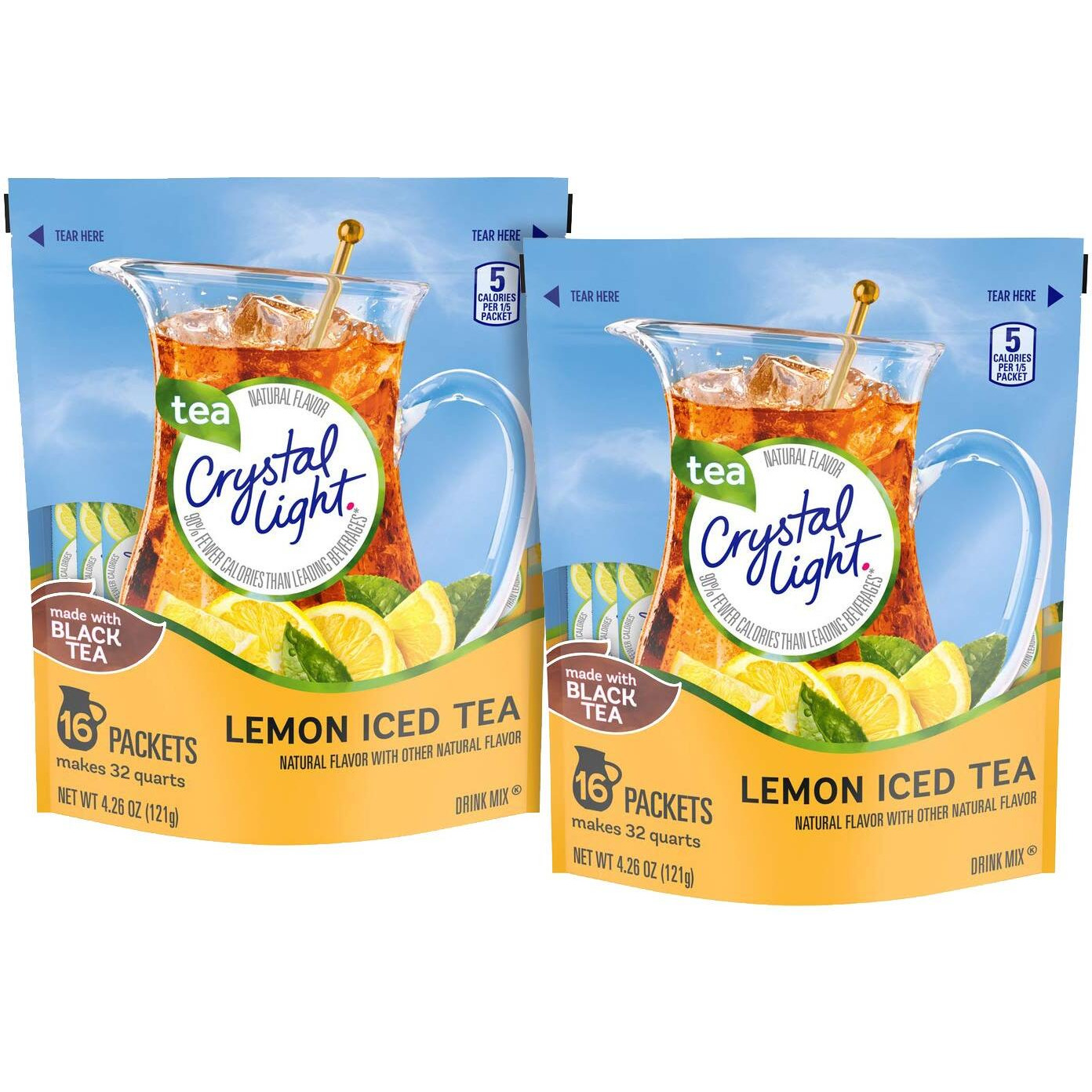 Crystal Light Iced Tea Drink Mix - Lemon - 4.26 Oz - 16 Ct - 2 Pk