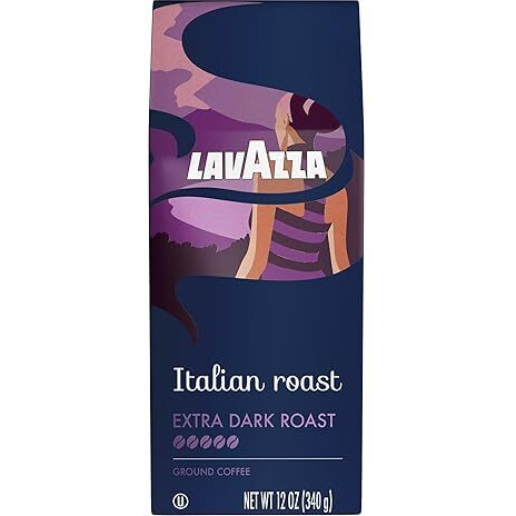 Lavazza Italian Roast Ground Coffee 12Oz Bag, Extra Dark Roast (Pack Of 1) - Package May Vary