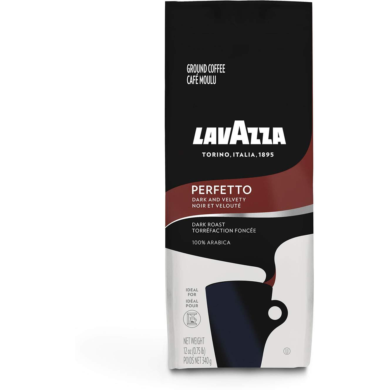 Lavazza Perfetto Ground Coffee Blend, Dark Roast, Value Pack, Non-Gmo, 100% Arabica, Full-Bodied, 12 Ounce (Pack Of 6)