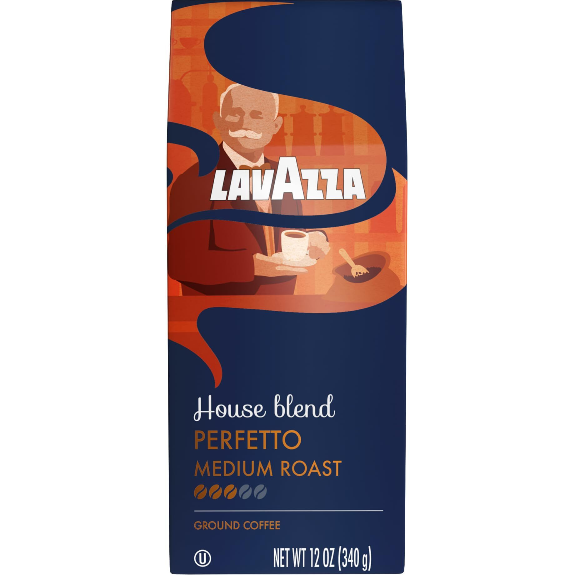Lavazza House Blend Perfetto Ground Coffee 12Oz Bag, Medium Roast, Full-Bodied, Intensity 3/5, 100% Arabica, Ideal For Drip Brewers, (Pack Of 1) - Package May Vary