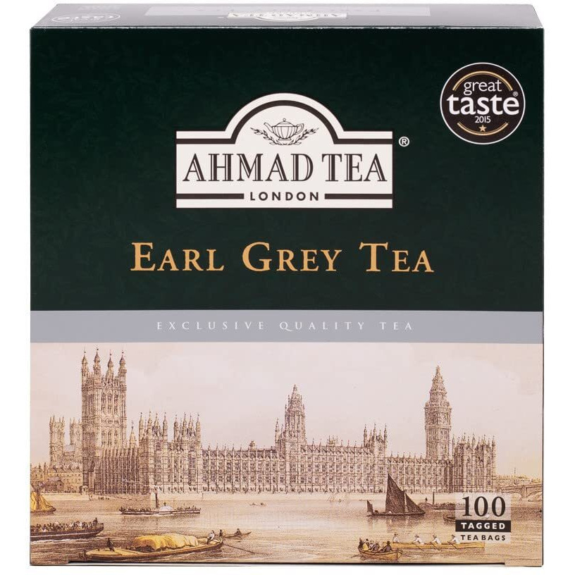 Ahmad Tea Black Tea, Earl Grey Teabags, 100 Ct - Caffeinated & Sugar-Free