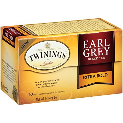 Twinings Earl Grey Extra Bold Individually Wrapped Black Tea Bags, 20 Count Pack Of 6, Caffeinated, Flavoured With Citrus And Bergamot