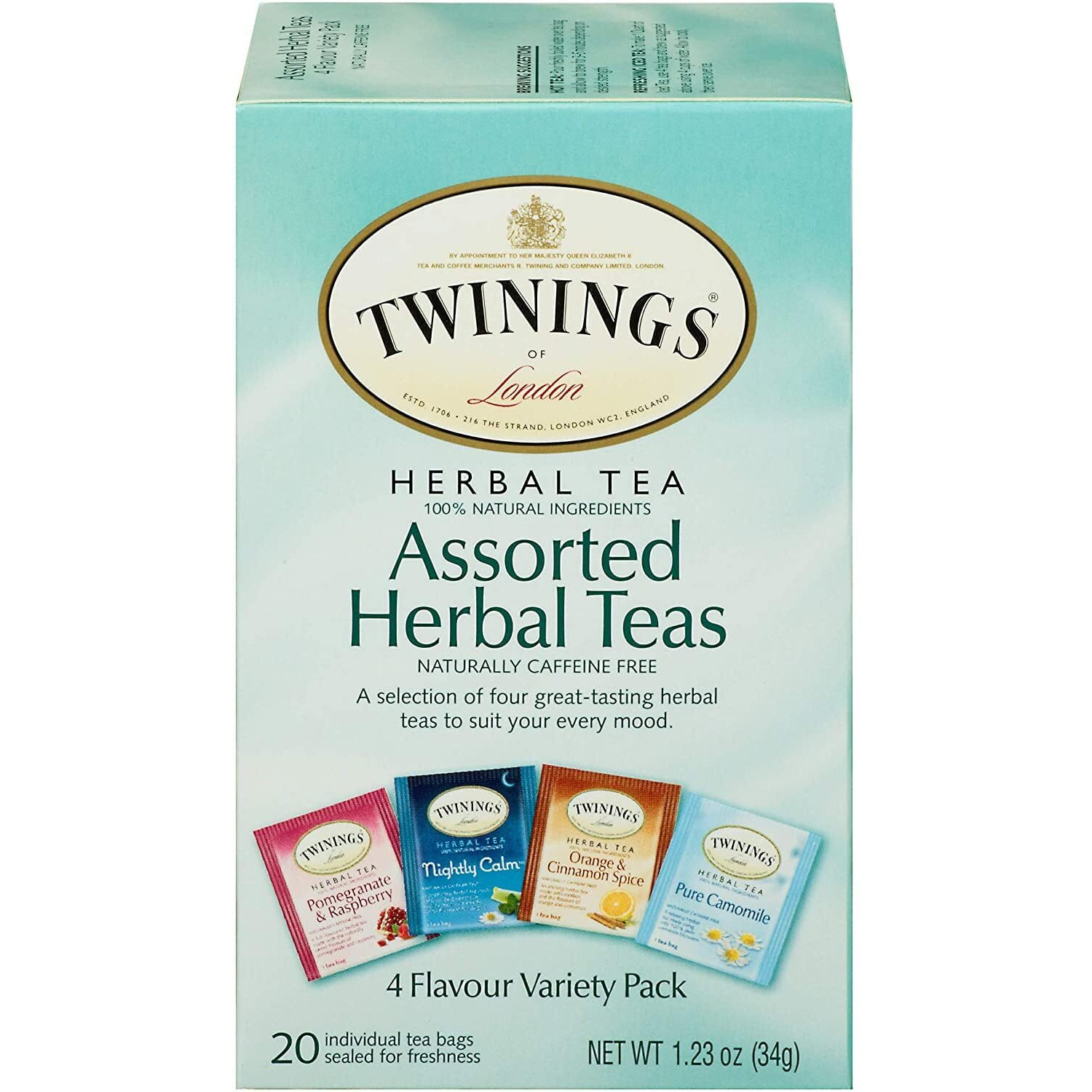 Twinings Assorted Herbal Tea Bags, 20 Count (Pack Of 6)