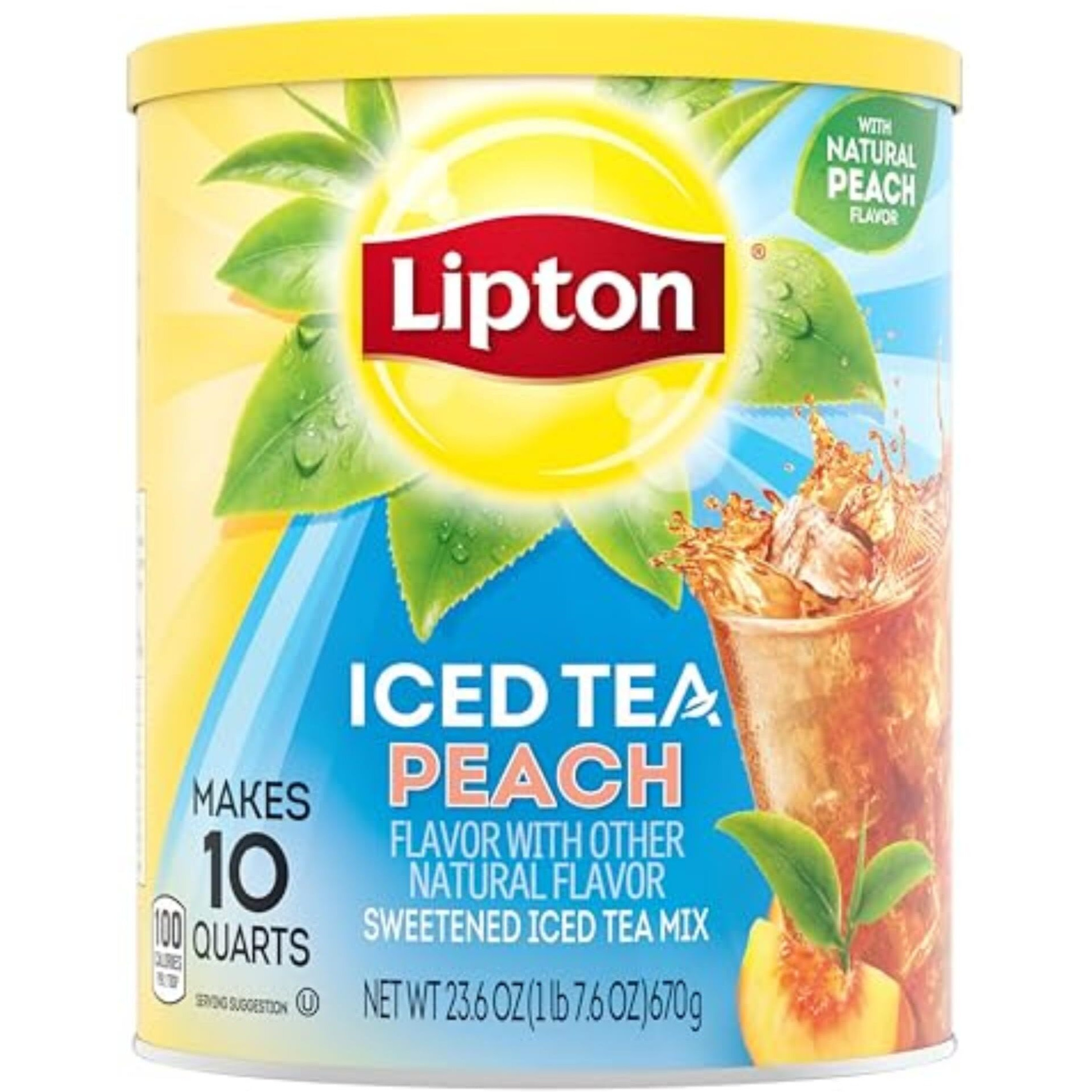 Lipton Iced Tea Mix, Peach Sweetened Iced Tea, Makes 10 Quarts