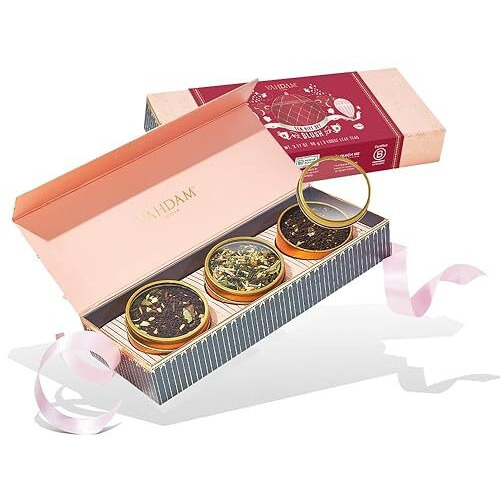 Vahdam, Blush - Assorted Tea Gift Set For Women (3 Premium Teas) Tin Caddy Presentation Box | Loose Leaf | Gluten Free, Non Gmo | Gifts For Her | Gifts For Women