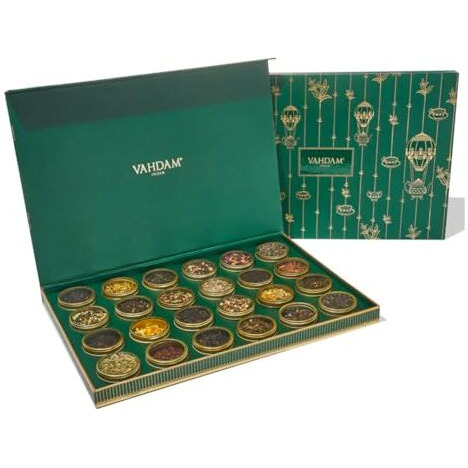 Vahdam Advent Calendar 2023 - Luxury Gift Box - 24 Unique Loose Leaf Teas - Advent Calendar Adult Gift Set - Christmas Advent Calendar 2023 Adult Women & Men - Advent Tea Calendar