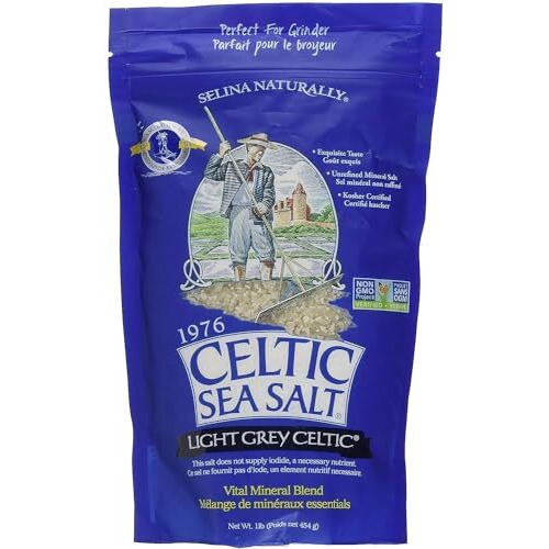 Light Grey Celtic Sea Salt 1 Pound Resealable Bag - Additive-Free, Delicious Sea Salt, Perfect For Cooking, Baking And More - Gluten-Free, Non-Gmo Verified, Kosher And Paleo-Friendly