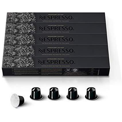 Nespresso Capsules Originalline, Ristretto Intenso, Dark Roast Coffee, Coffee Pods, Brews 1.35 Ounce (Originalline Only), 10 Count (Pack Of 5)