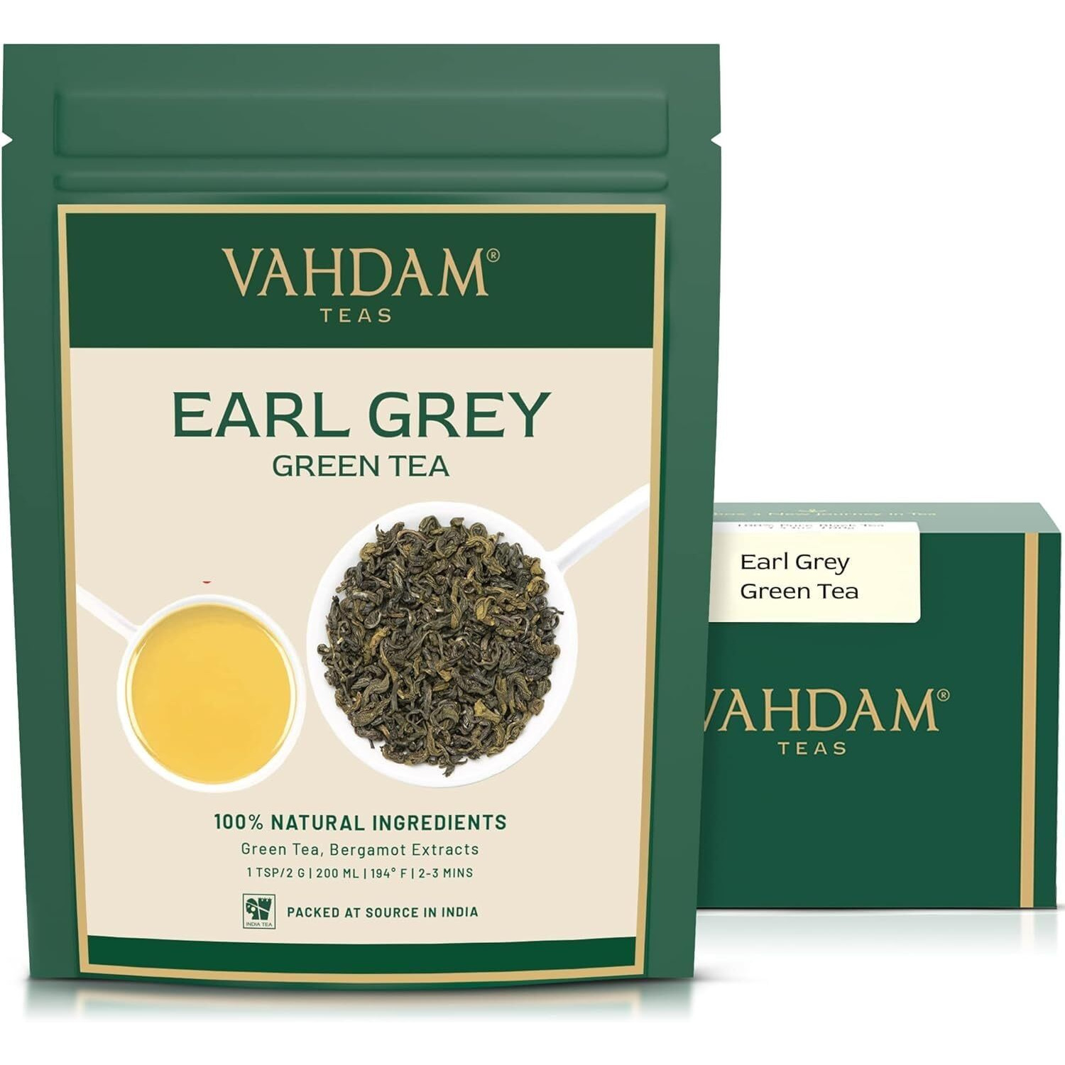 Vahdam, Earl Grey Citrus Green Tea Loose Leaf (50+ Cups, 3.5 Oz) Loose Leaf Earl Grey Green Tea With Pure Bergamot Oil | High Elevation Grown | Vacuum Sealed For Freshness