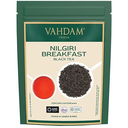 Vahdam Nilgiri Breakfast Black Tea (150+ Cups/12Oz) - Robust & Flavory Loose Leaf Tea | Single Origin, Vacuum Sealed Pack