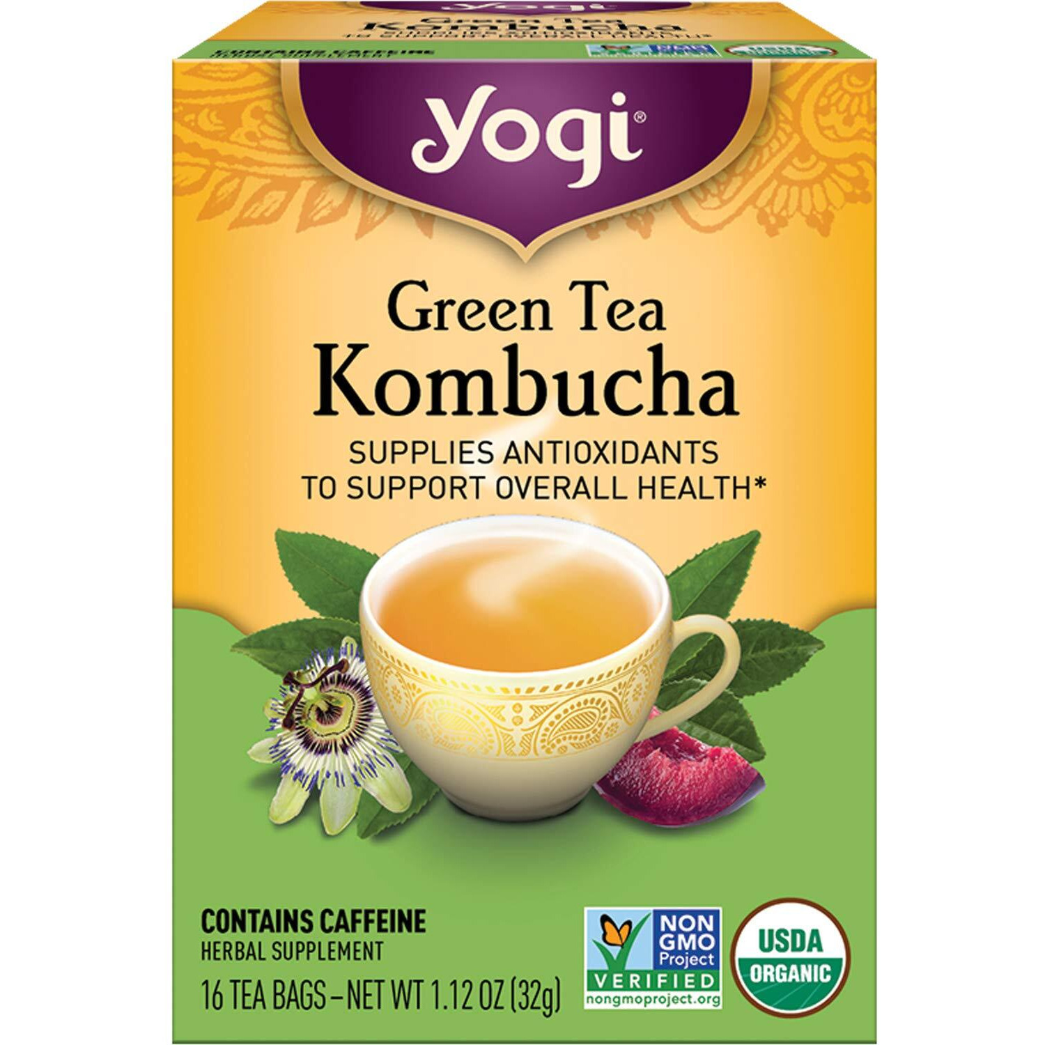 Yogi Herbal Green Tea Kombucha - 16 Tea Bags - Case Of 6(D0102H5Wwv2)