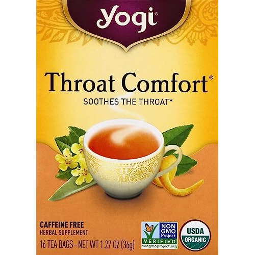 Yogi Organic Throat Comfort Herbal Tea Caffeine Free - 16 Tea Bags - Case Of 6(D0102H5Wwbx)