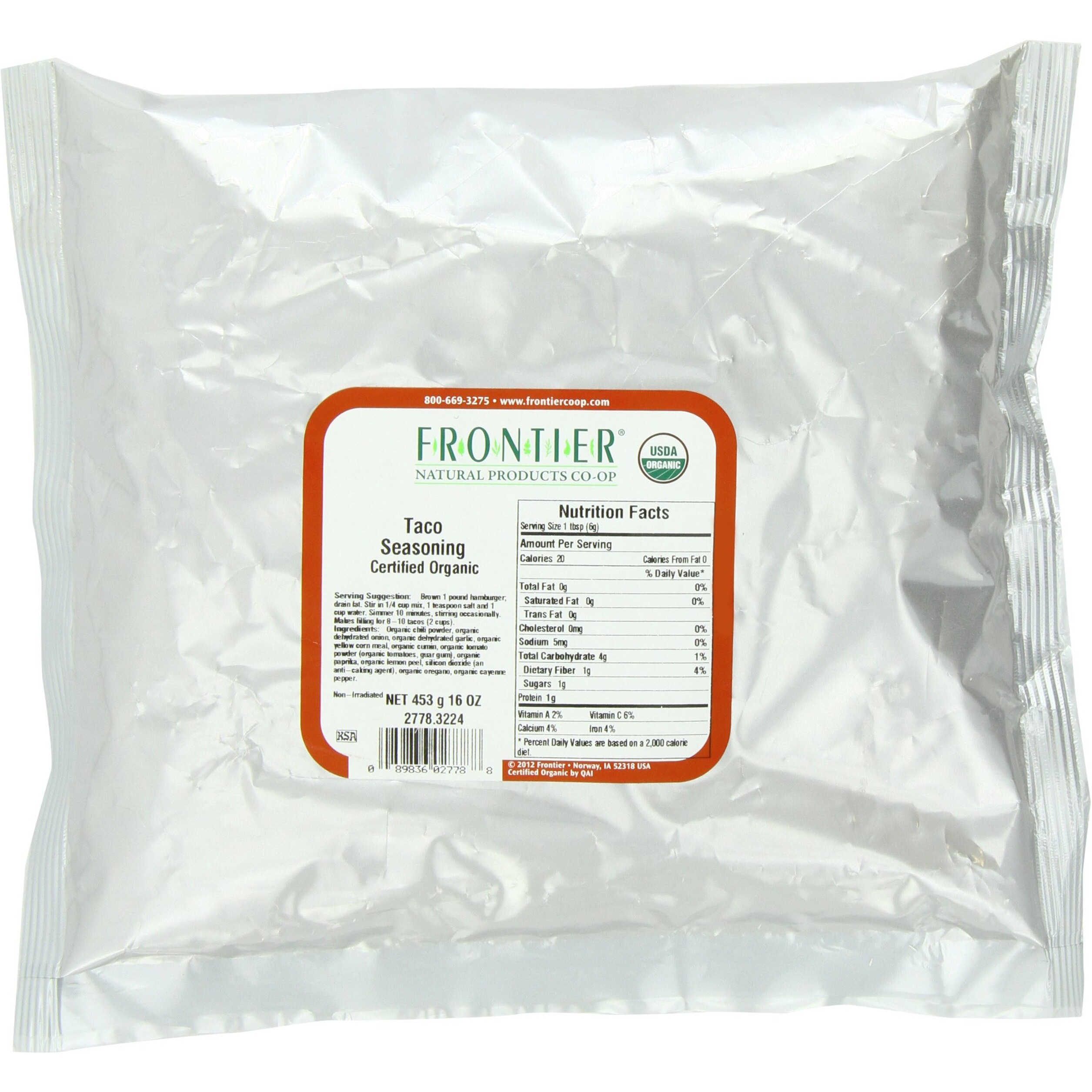 Frontier Herb Taco Seasoning Organic - Single Bulk Item - 1Lb(D0102H5Wug6)