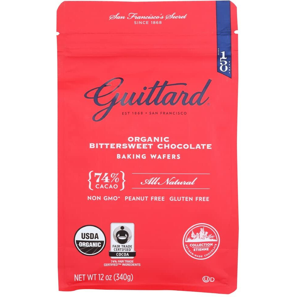 Guittard, Organic 74% Chocolate Baking Wafers, 12 Ounce