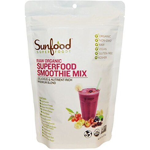 Sunfood Superfood Raw Organic Smoothie Mix - Vegan Superfood Protein Smoothie Powder, Drink Mix With Fruit & 12G Plant Based Protein For Women & Men - 8 Oz Bag