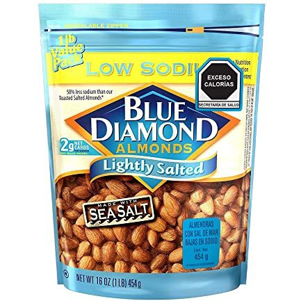 Blue Diamond Almonds Low Sodium Lightly Salted Snack Nuts, 16 Oz Resealable Bag (Pack Of 1)