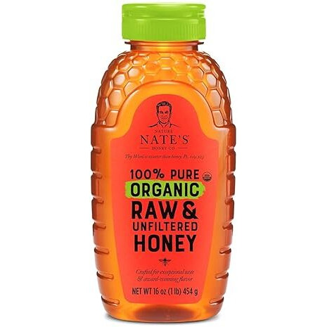 Nate's Organic 100% Pure, Raw & Unfiltered Honey - Usda Certified Organic - 16Oz. Squeeze Bottle