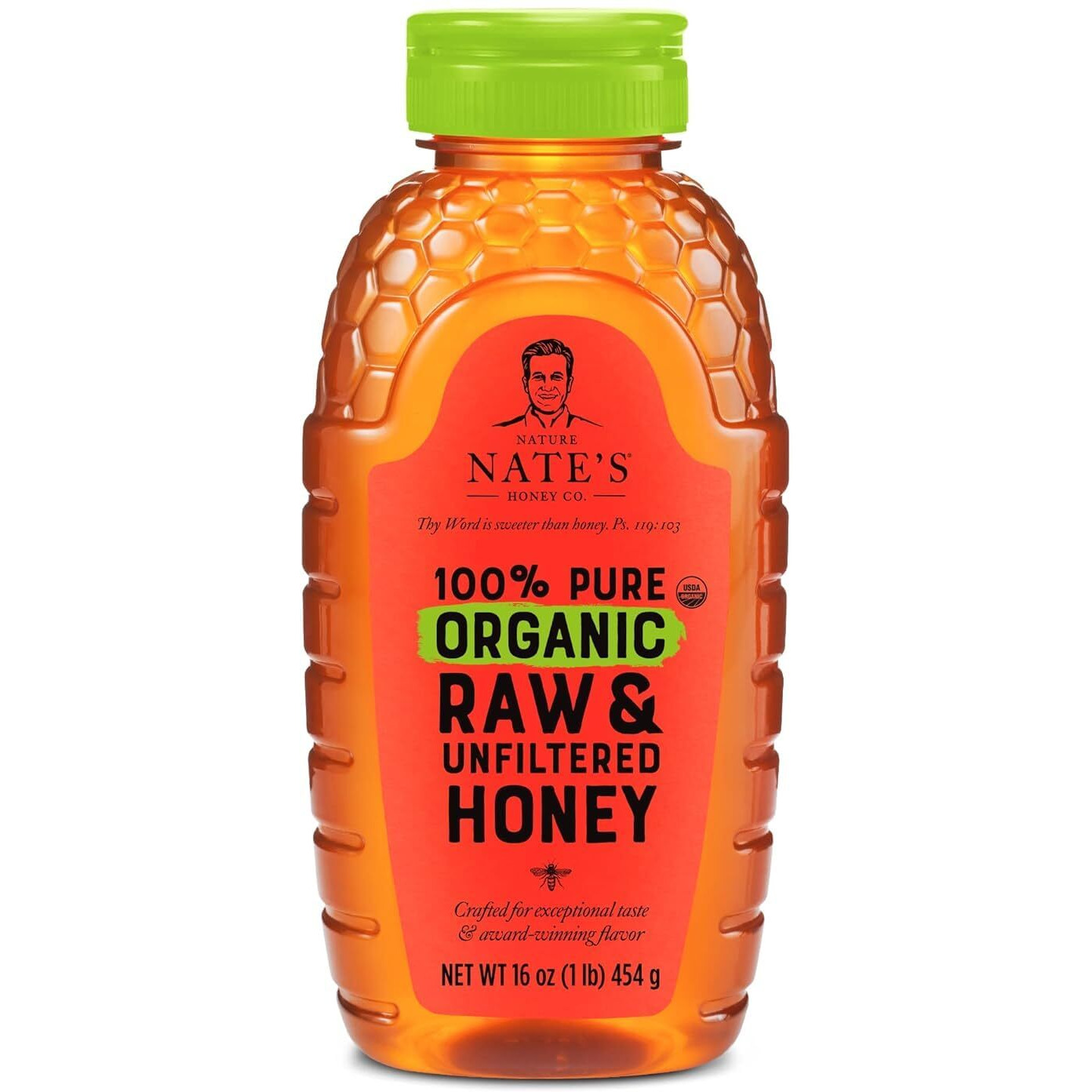 Nate's Organic 100% Pure, Raw & Unfiltered Honey - Usda Certified Organic - 16Oz. Squeeze Bottle