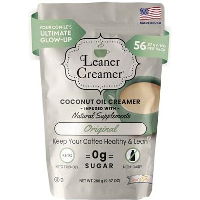 Leaner Coffee Creamer Coconut Oil Creamer, 280 Refill Pouch