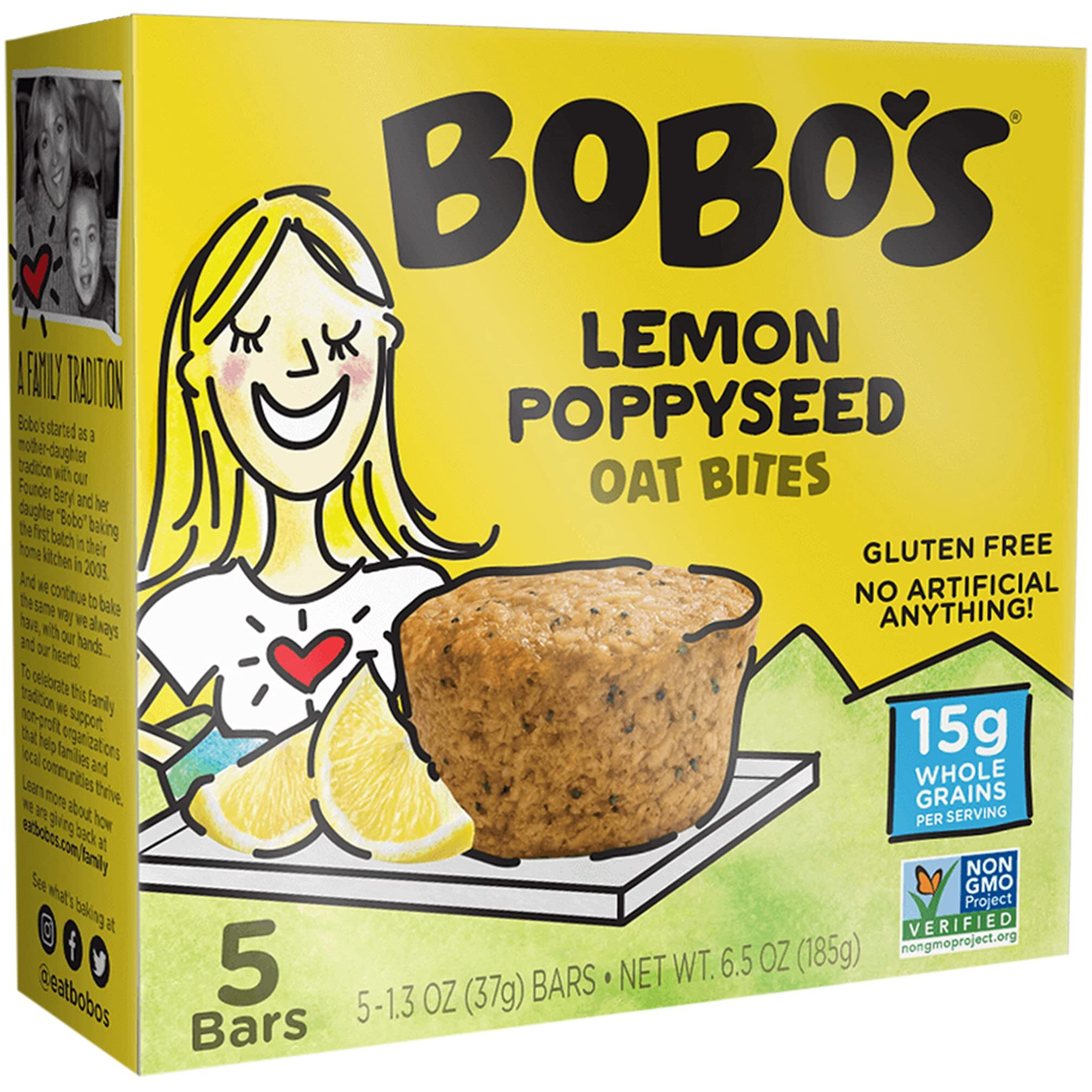 Bobo's Oat Bites, Lemon Poppyseed, 1.3 Ounce (5 Count Box)