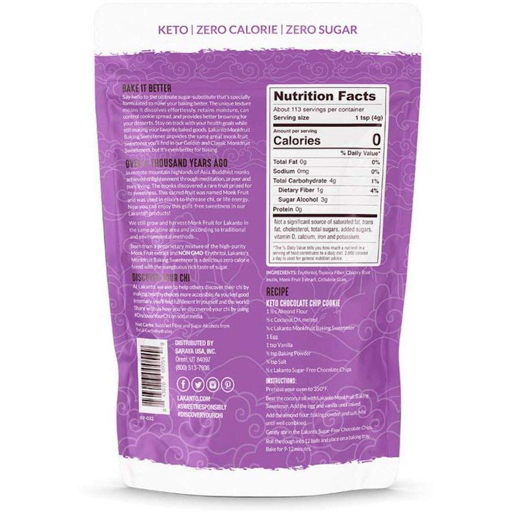 Lakanto Baking Monk Fruit Sweetener With Erythritol - Baking Sugar Substitute, Zero Calorie, Keto Diet Friendly, Zero Net Carbs, Extract, Sugar Replacement (Baking - 1 Lb)
