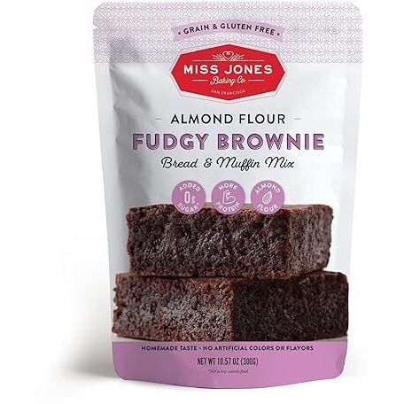 Miss Jones Baking Brownie Mix - Almond Flour, Gluten Free, Low Carb, No Sugar Added, Naturally Sweetened Desserts & Treats - Keto, Diabetic, Atkins, Ww, And Paleo Friendly (Pack Of 1)