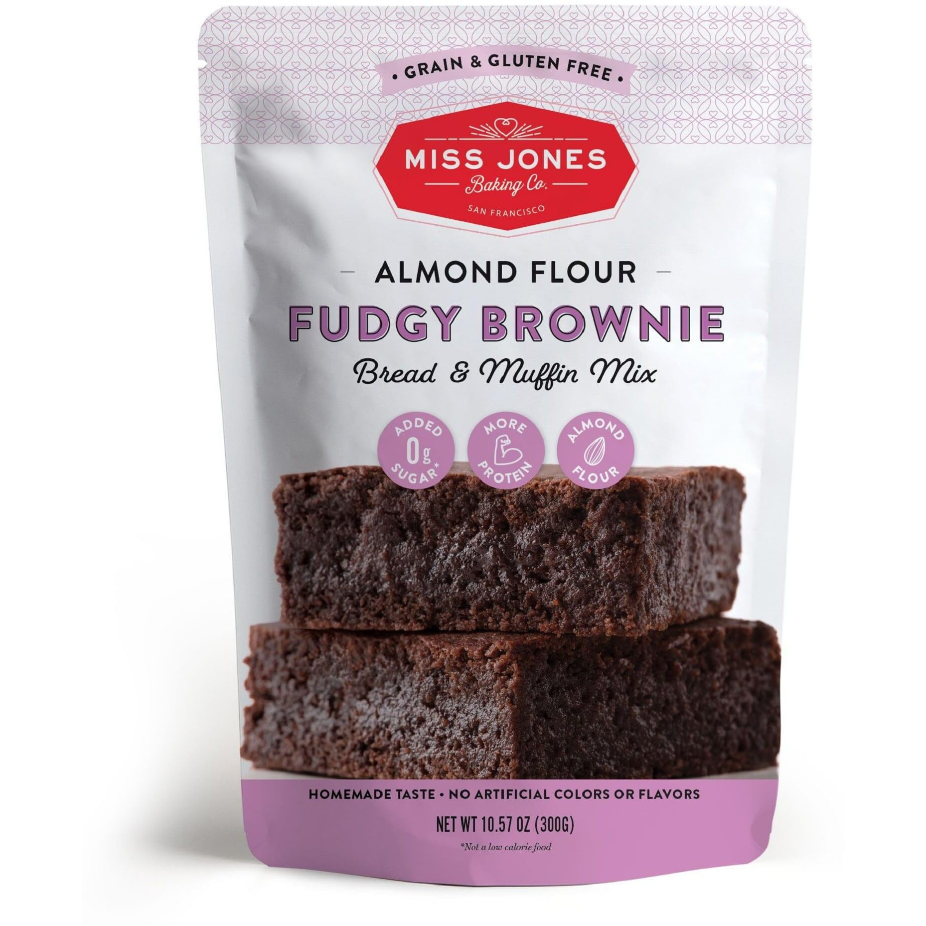 Miss Jones Baking Brownie Mix - Almond Flour, Gluten Free, Low Carb, No Sugar Added, Naturally Sweetened Desserts & Treats - Keto, Diabetic, Atkins, Ww, And Paleo Friendly (Pack Of 1)