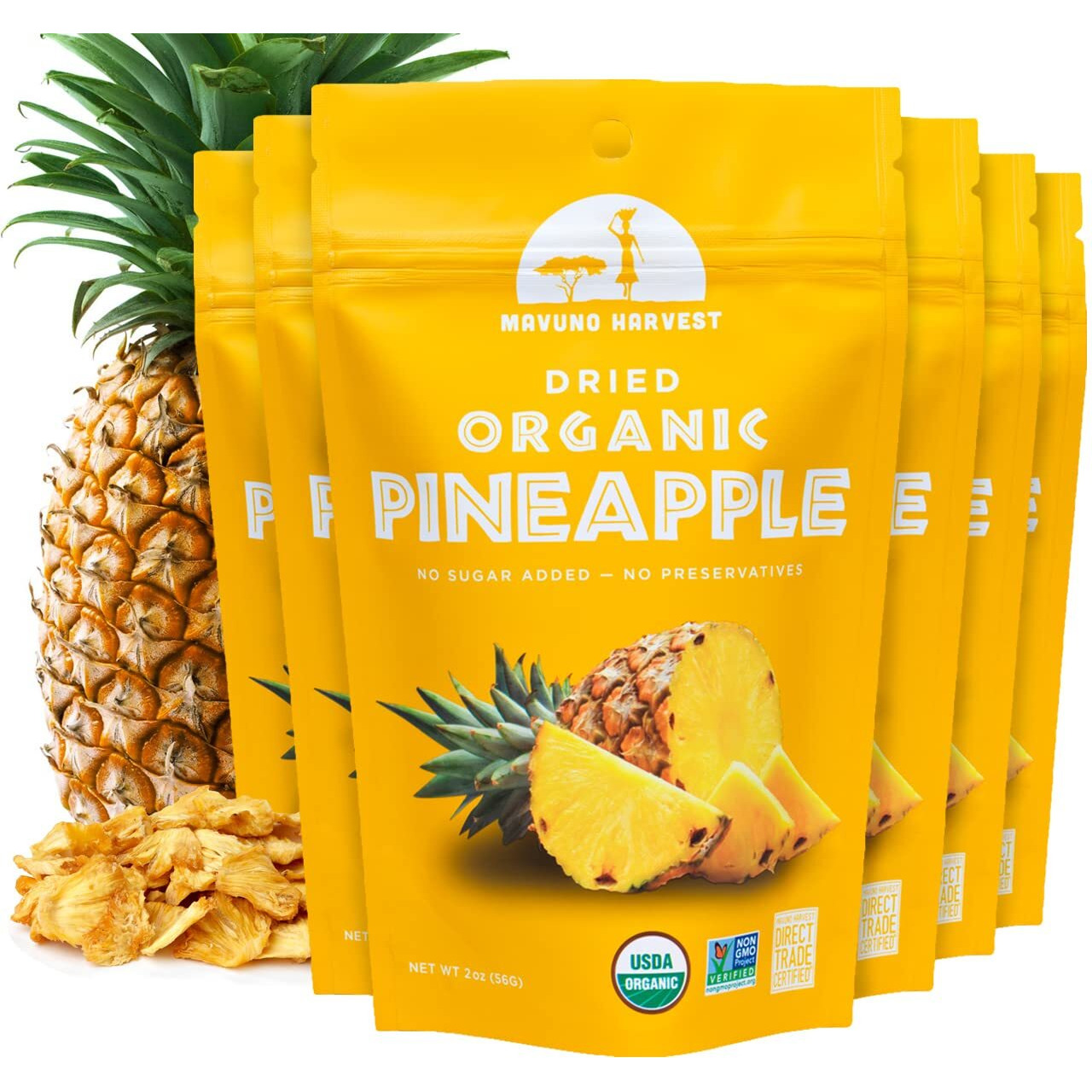 Mavuno Harvest Organic Dried Pineapple (6X2 Oz)