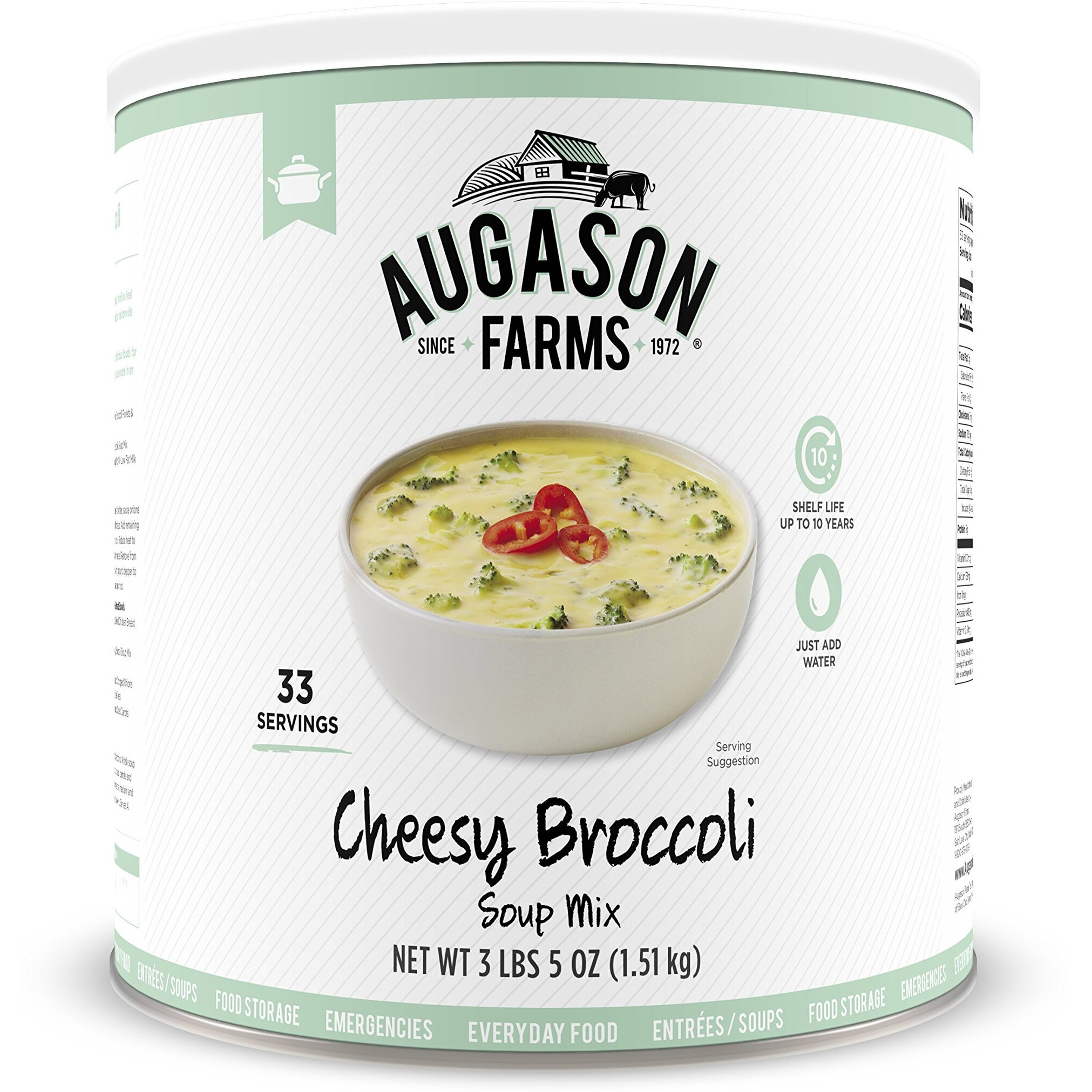 Augason Farms Cheesy Broccoli Soup Mix Can, 54 Oz