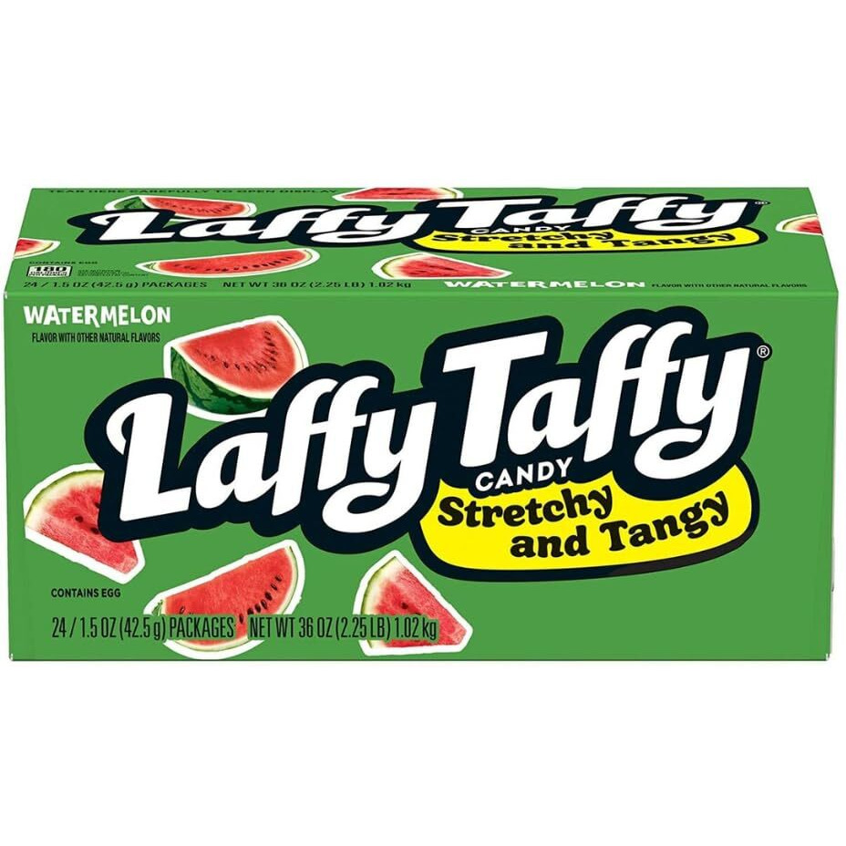 Laffy Taffy Candy, Stretchy And Tangy, Watermelon, 1.5Ounce (Pack Of 24)