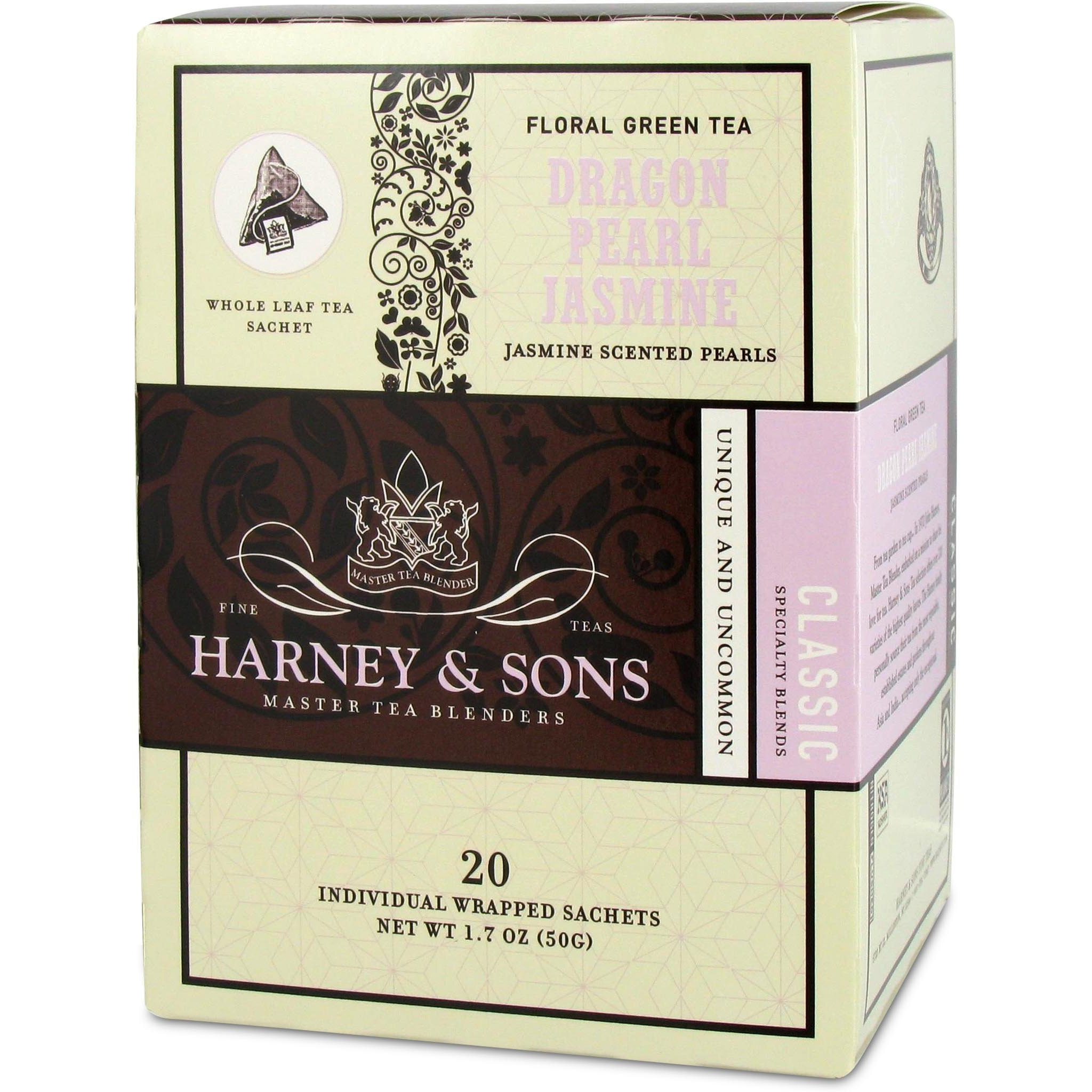Harney & Sons Dragon Pearl Green Tea Sachets, Jasmine, 1.7 Oz