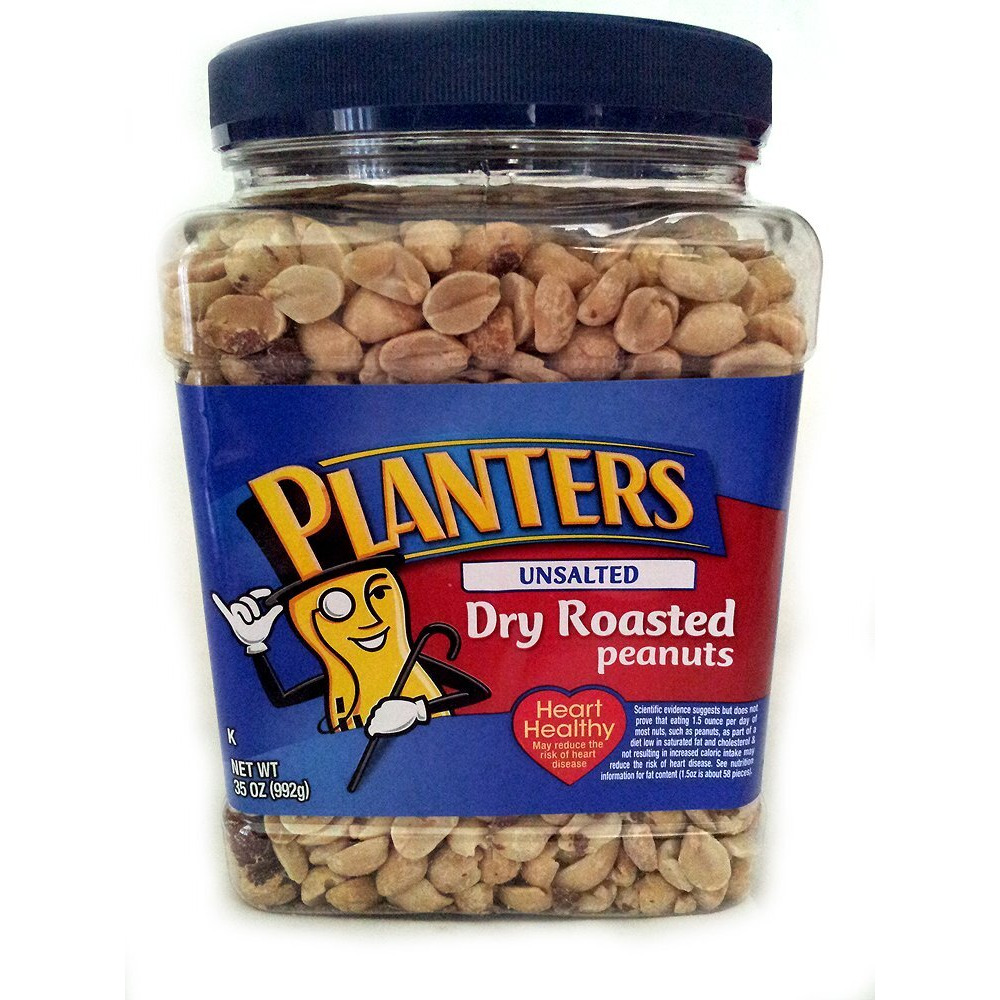 Planters Unsalted Dry Roasted Peanuts, 35 Ounce