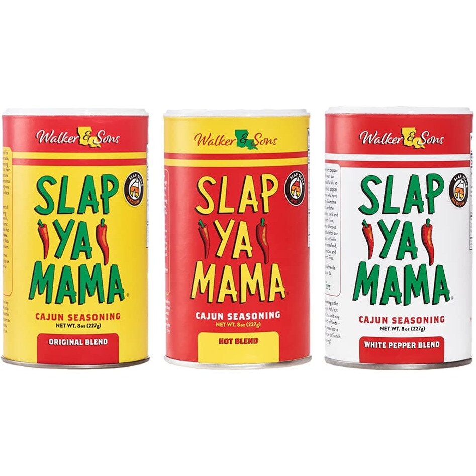 Slap Ya Mama Cajun Seasoning From Louisiana Spice Variety Pack, 8 Ounce Cans, 1 Cajun, 1 Cajun Hot, 1 White Pepper Blend