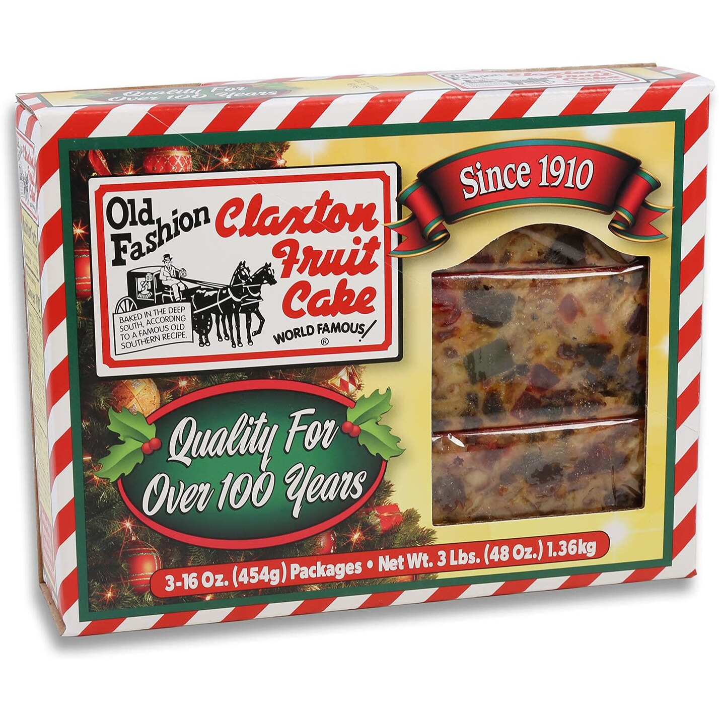 Claxton Fruit Cake - 3-1 Lb. - Holiday Pack - Regular Recipe