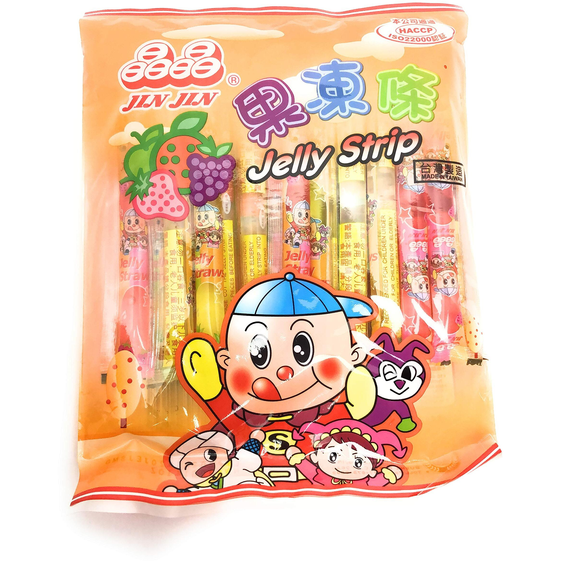 Jin Jin - Jelly Strip (Jelly Filled Straws In Assorted Flavors) - Net Wt. 14.1 Oz.