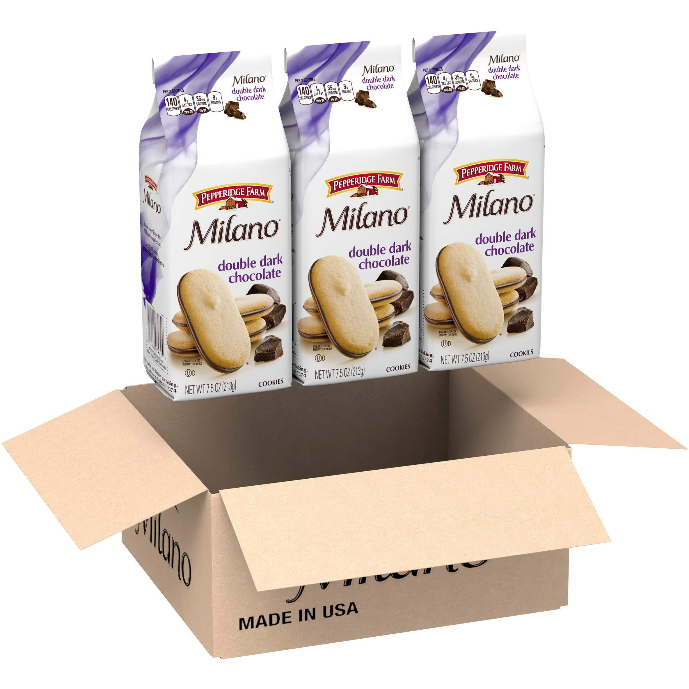 Pepperidge Farm Milano Cookies, Double Dark Chocolate, 7.5 Ounce (Pack Of 3)