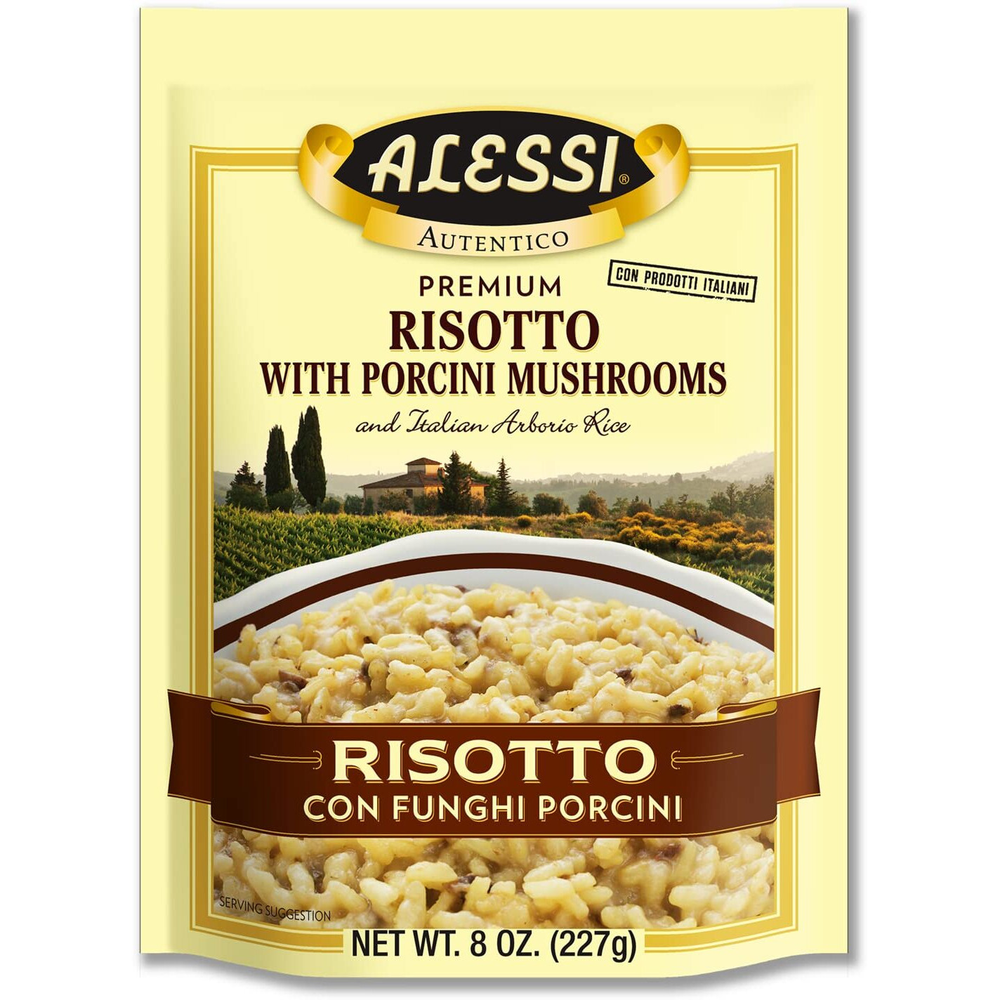 Alessi Autentico, Premium Seasoned Risotto, Italian Arborio Rice, Easy To Prepare, 8Oz (Porcini Mushroom, Pack Of 6)