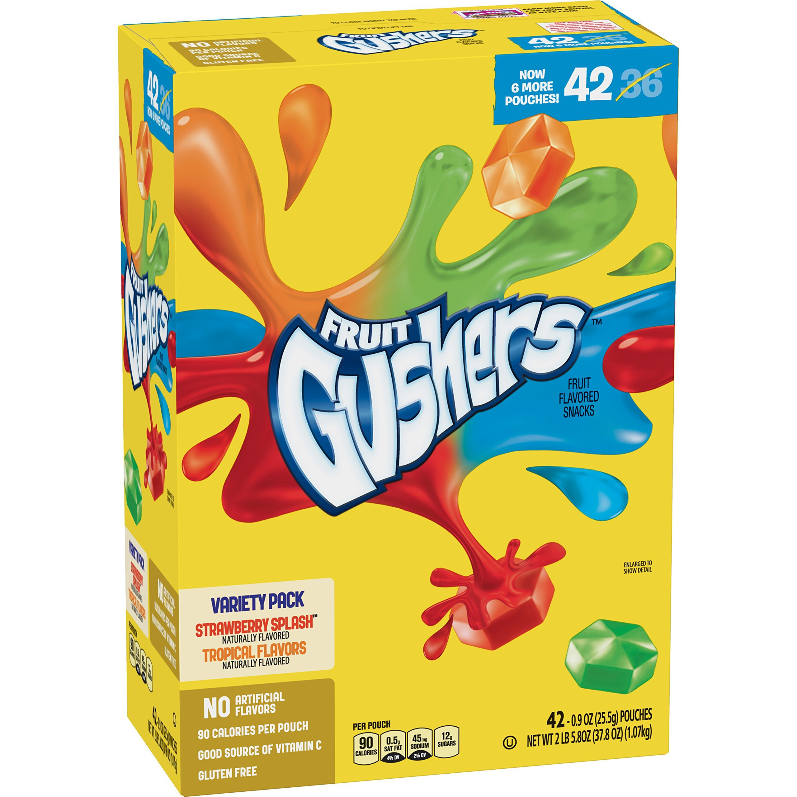 Betty Crocker Fruit Gushers, Strawberry Splash And Tropical, 0.9 Ounce (Pack Of 42)