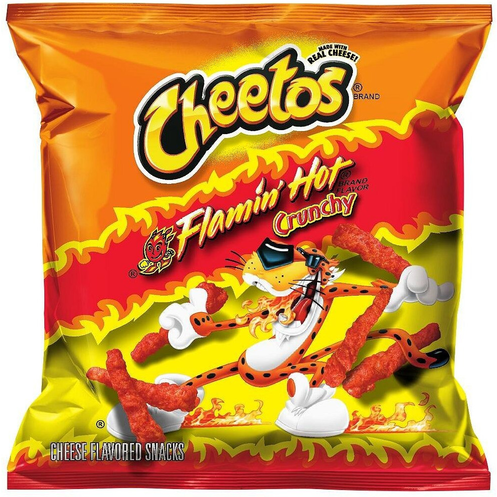 Cheetos Cheese Snacks, Crunchy Hot, 2-Ounce Large Single Serve Bags (Pack Of 64)