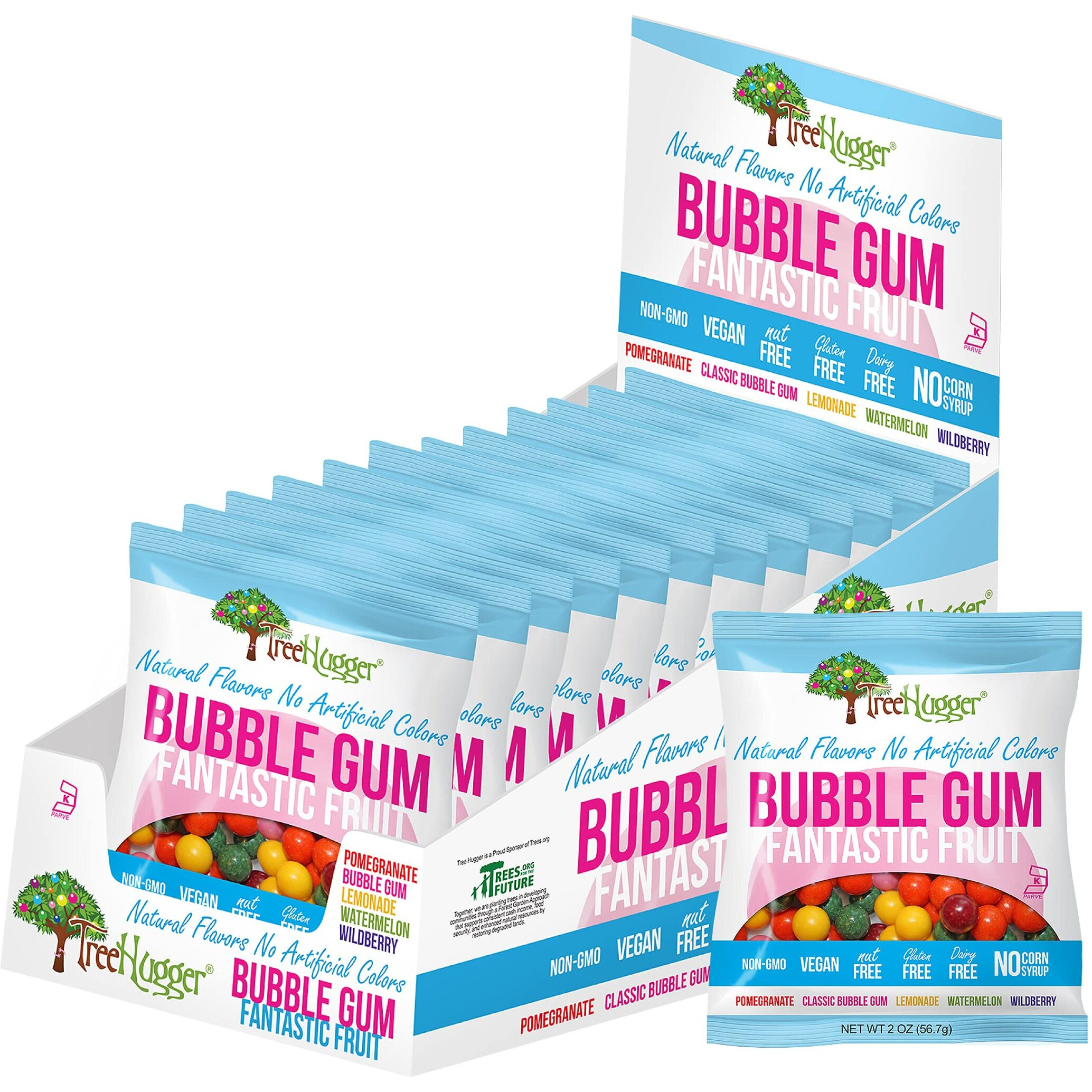 Tree Hugger Fruit Bubble Gum, 2 Ounce (Pack Of 12)