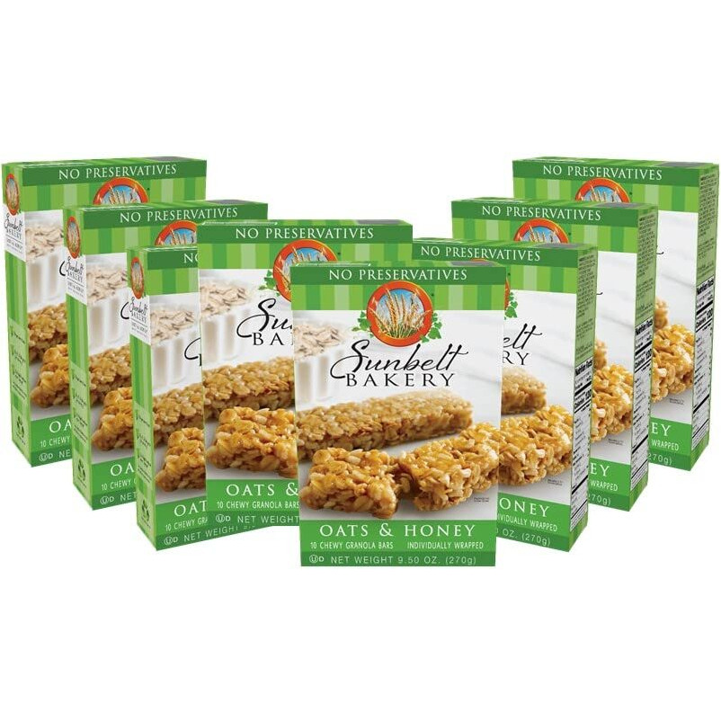 Sunbelt Bakery Oats & Honey Chewy Granola Bars, 80-1.0 Oz Bars (8 Boxes)