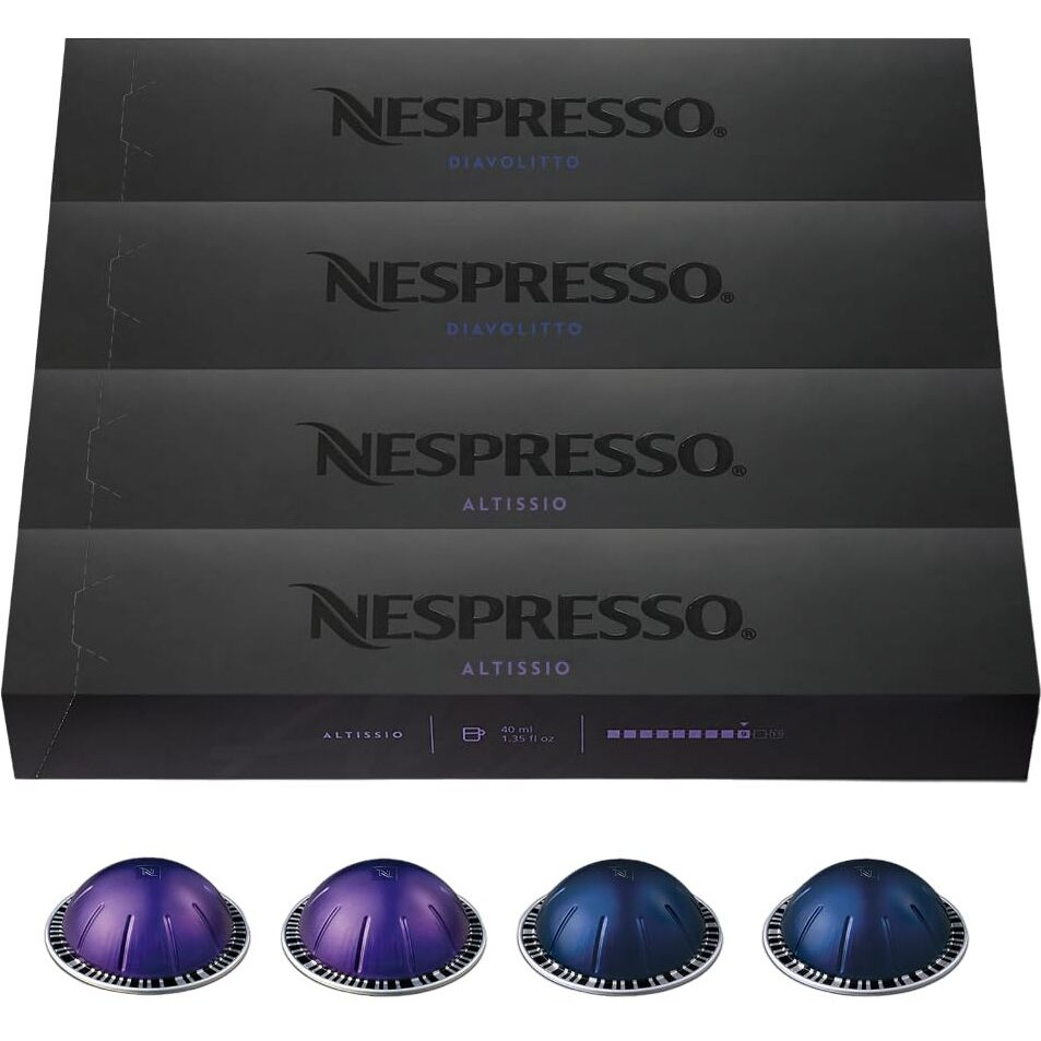 Nespresso Capsules Vertuoline, Espresso, Bold Variety Pack, Medium And Dark Roast Espresso Coffee, 40 Count Coffee Pods, Brews (Vertuoline Only), 1.35 Ounce , 10 Count (Pack Of 4)