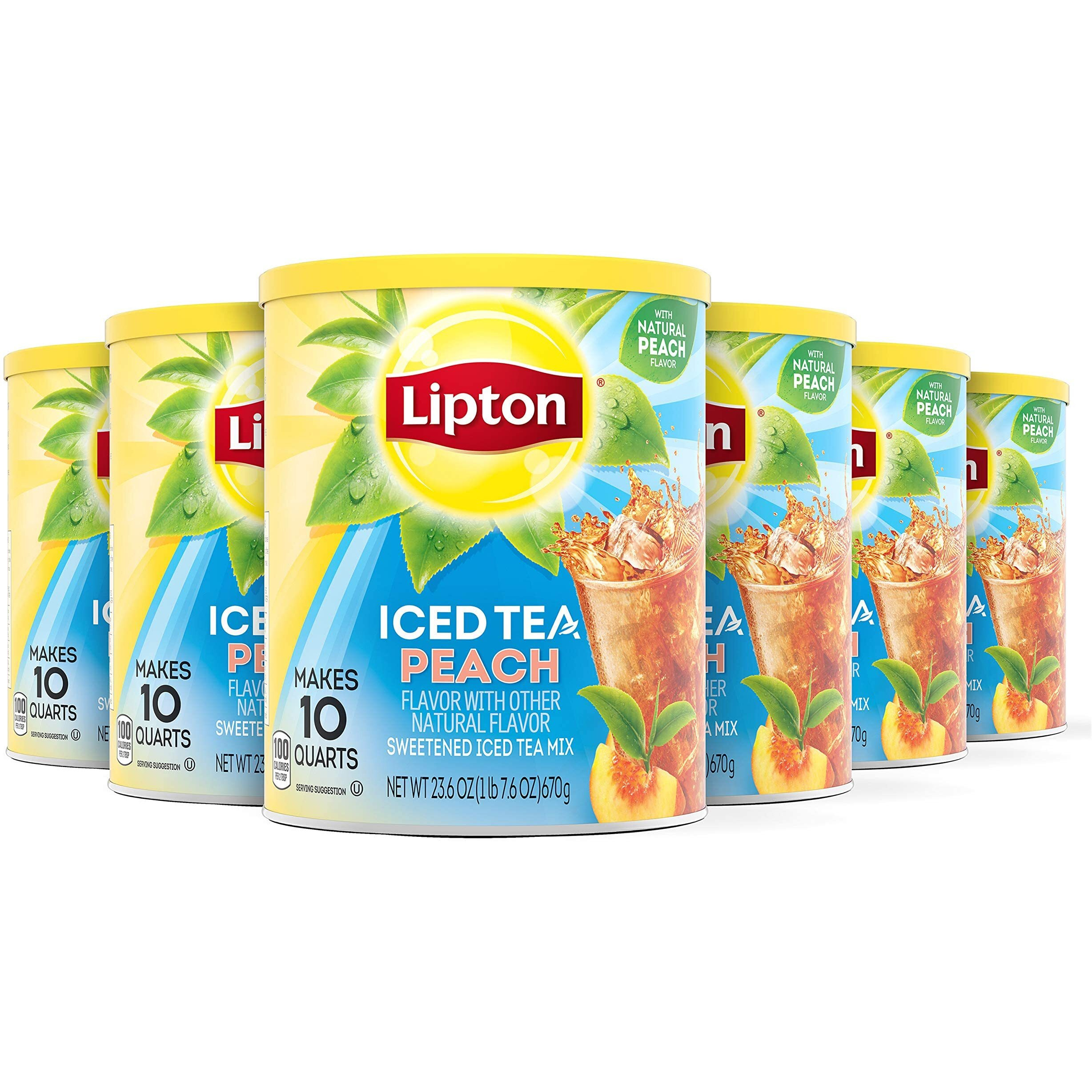Lipton Peach Iced Tea Mix, Sweetened, Makes 10 Quarts (Pack Of 6)