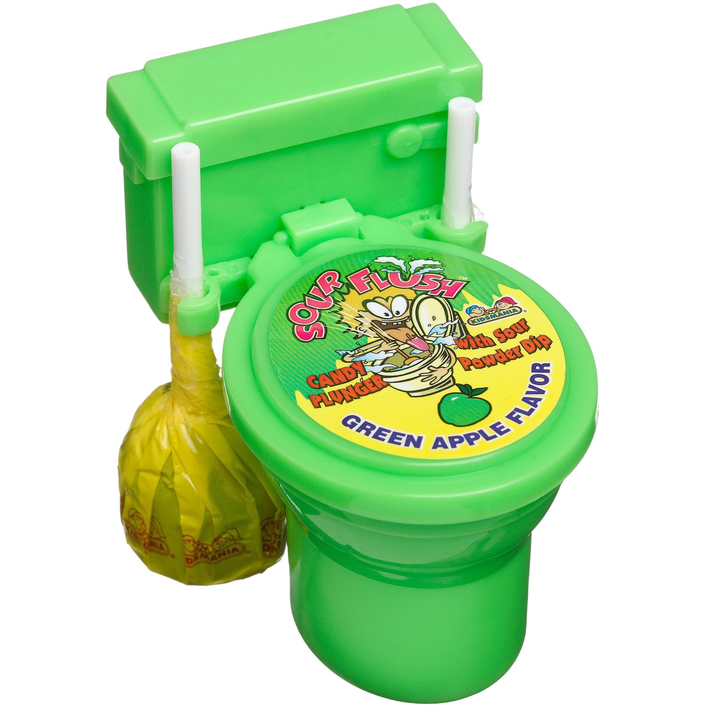 Kidsmania Sour Flush Candy Plunger With Sour Powder Dip, 1.38-Ounce Plungers (Pack Of 12)