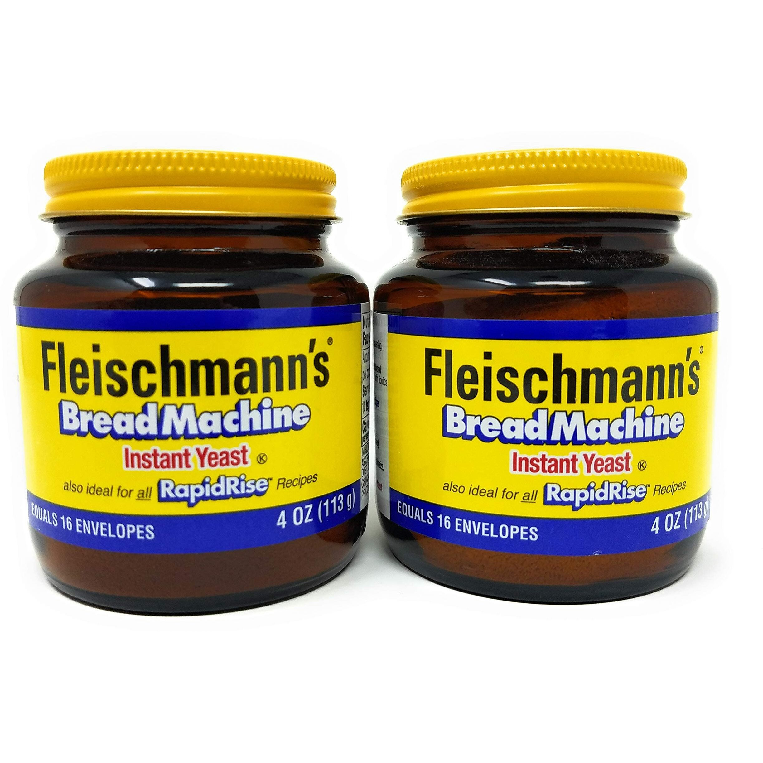 Fleischmann's Bread Machine Yeast, Also Ideal For All Rapid Rise Recipes, Equals 16 Envelopes, 4 Oz Jar (Pack Of 2)