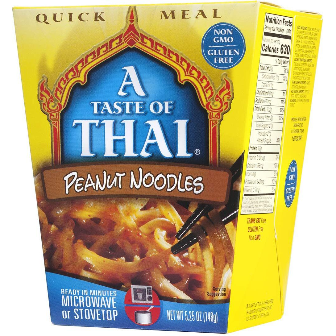A Taste Of Thai Peanut Noodles - 5.25Oz Pack Of 6 Heat & Eat Instant Noodles Flavored With Classic Thai Sauce  Gluten-Free  Ideal Vegan Meal  Perfect Side For Chicken Fish & Meat Entrees