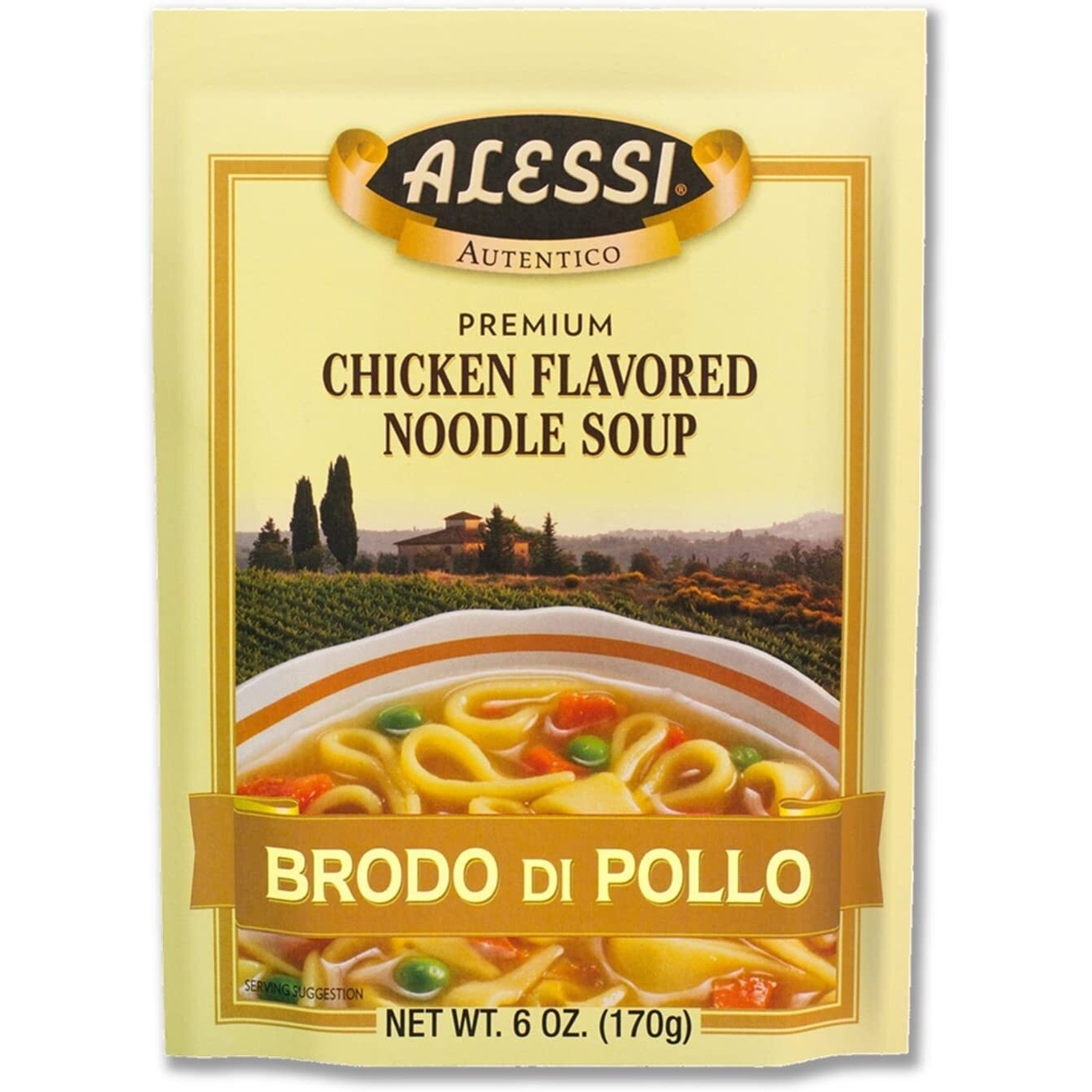 Alessi Autentico Premium Soups, Traditional Flavors, 6Oz (Chicken Noodle, Pack Of 6)