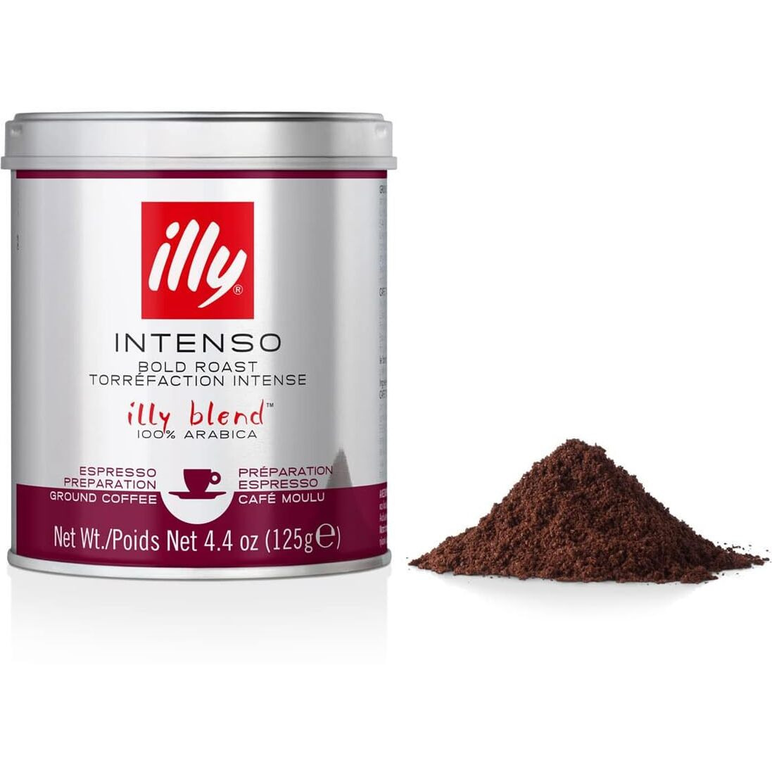 Illy Ground Coffee Espresso - 100% Arabica Coffee Ground - Intenso Dark Roast - Warm Notes Of Cocoa & Dried Fruit - Rich Aromatic Profile - Precise Roast - No Preservatives - 4.4 Ounce